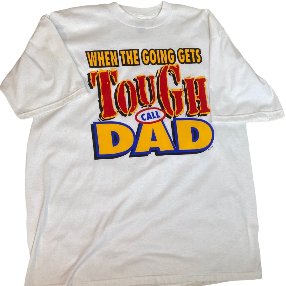 FRUIT OF THE LOOM Men's Graphic White T-Shirt Short Sleeve Father’s Day Size XL